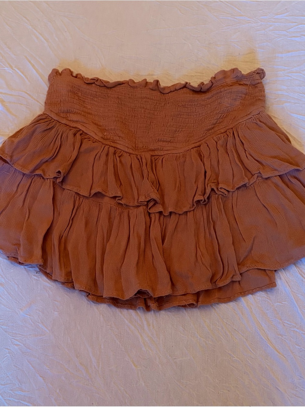 Mustard Seed Rust Tiered Ruffle Mini Skirt